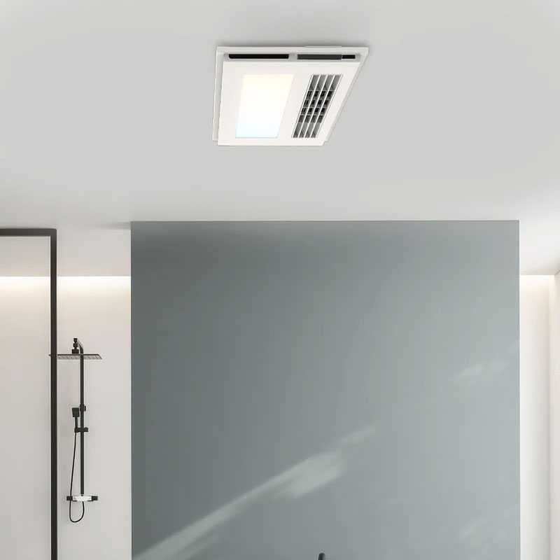 Modern ceiling air conditioning vent in a minimalist room.