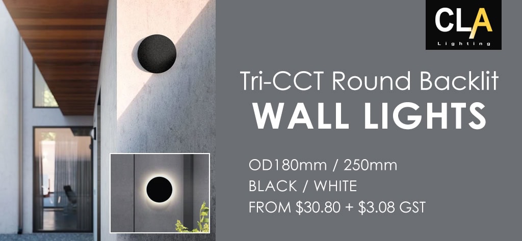 Energy-efficient Tri-CCT round backlit wall light with adjustable colour temperature for modern inte.