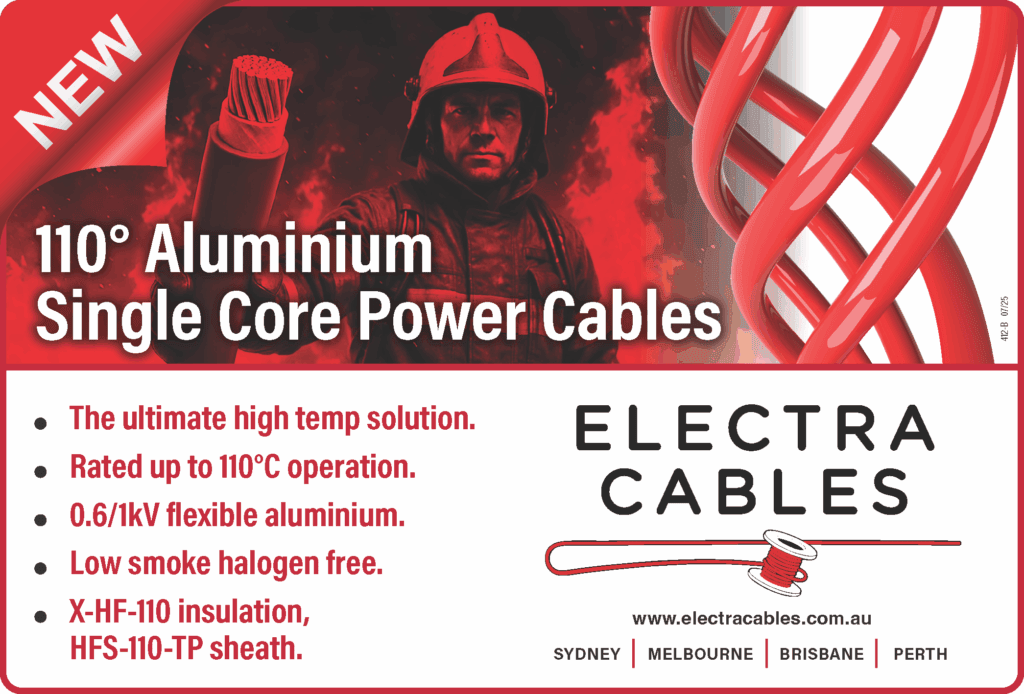 High-temperature 110°C aluminium single core power cables for electrical installations.