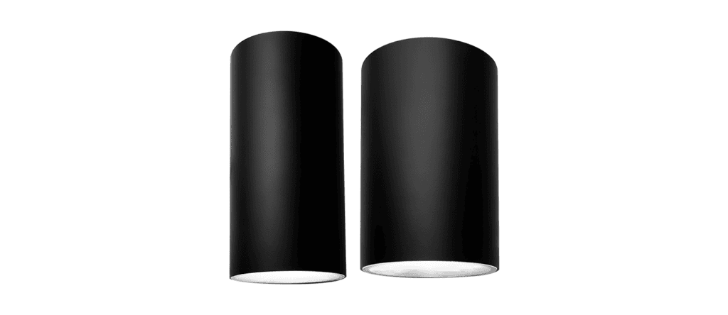 LED cylindrical smart lights in black, modern home lighting solution.