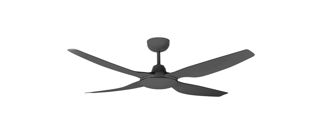 Energy-efficient ceiling fan with modern design for home cooling and air circulation.