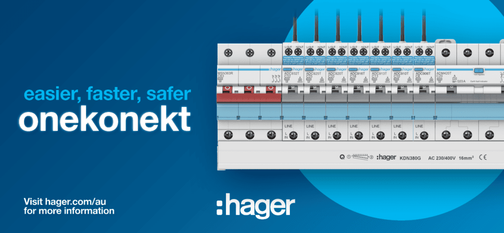 Hager OneKonekt electrical circuit breaker for safe, reliable power distribution.