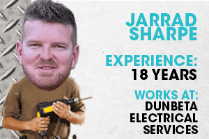 A skilled electrician with 18 years of experience working at Dunbata Electrical Services.