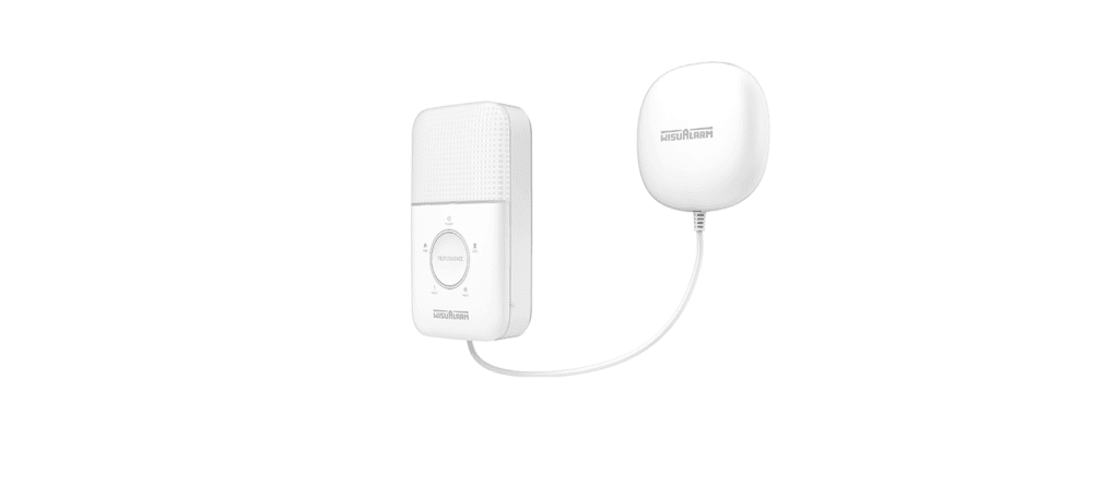 Wireless doorbell with a sleek white design, ideal for home security and convenience.
