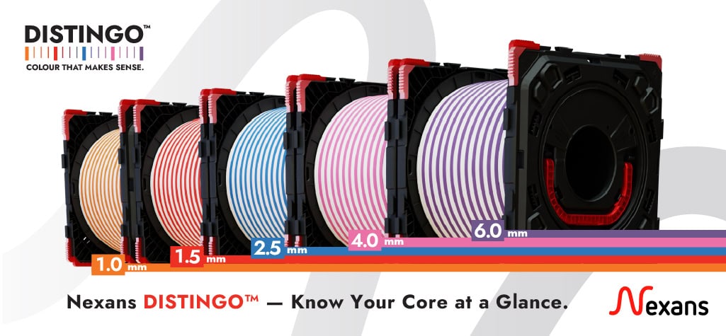 High-quality Nexans DISTINGO™ cable cores with various thicknesses for electrical wiring.