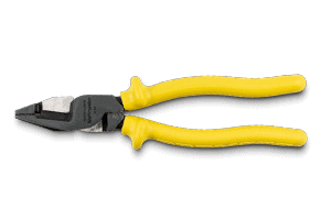 Adjustable pliers with yellow handles for gripping and turning objects.