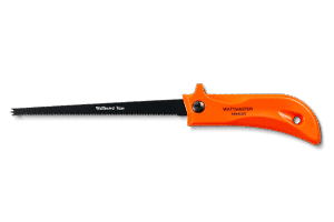 A sharp utility knife with an orange handle for precise cutting tasks.