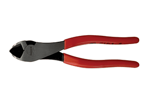 Adjustable pliers with red handles for gripping and turning objects.
