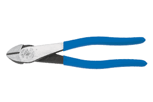 Cutting pliers with blue handles for electrical and jewelry work, versatile and durable tool.