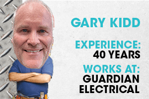 A seasoned electrician with 40 years of experience at Guardian Electrical.