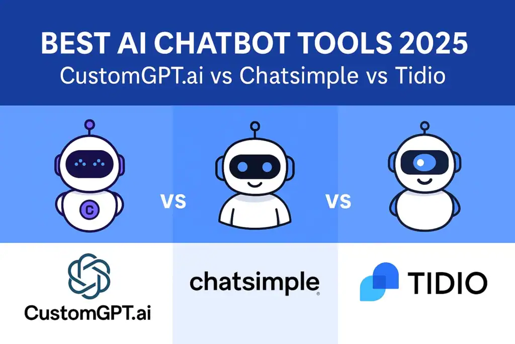Banner for Best AI Chatbot Tools 2025: CustomGPT.ai vs Chatsimple vs Tidio
