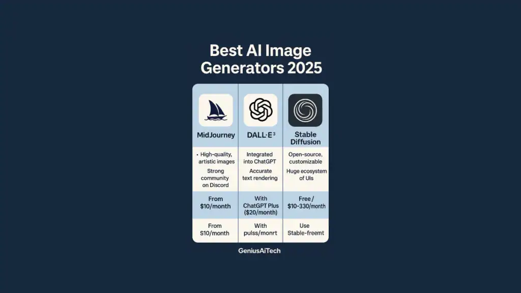 Best AI Image Generators 2025 compared: MidJourney, DALL·E, Stable Diffusion