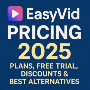 easyvid pricing banner 2025 showing free plan, monthly plans, annual discounts and ai video generator features