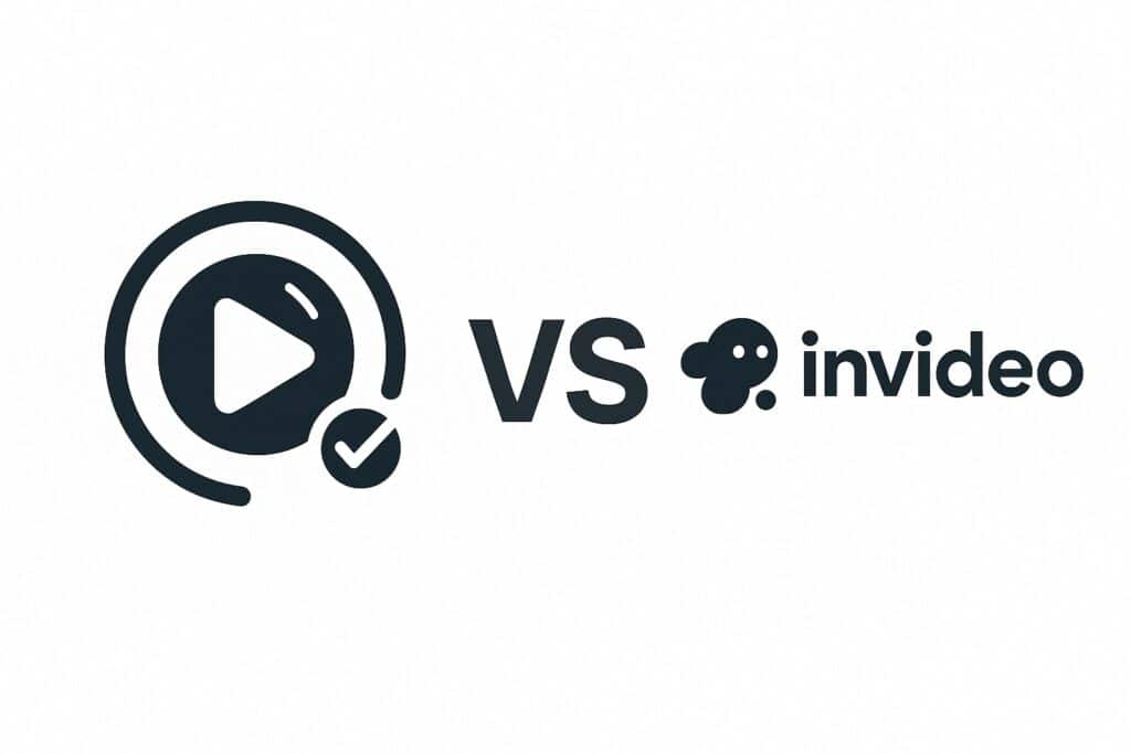 Banner comparing EasyVid and InVideo logos side by side for the 2025 AI video generator comparison.