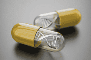 DNA helix inside pill capsule