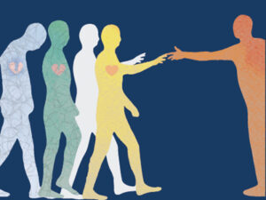four figures reaching out to one