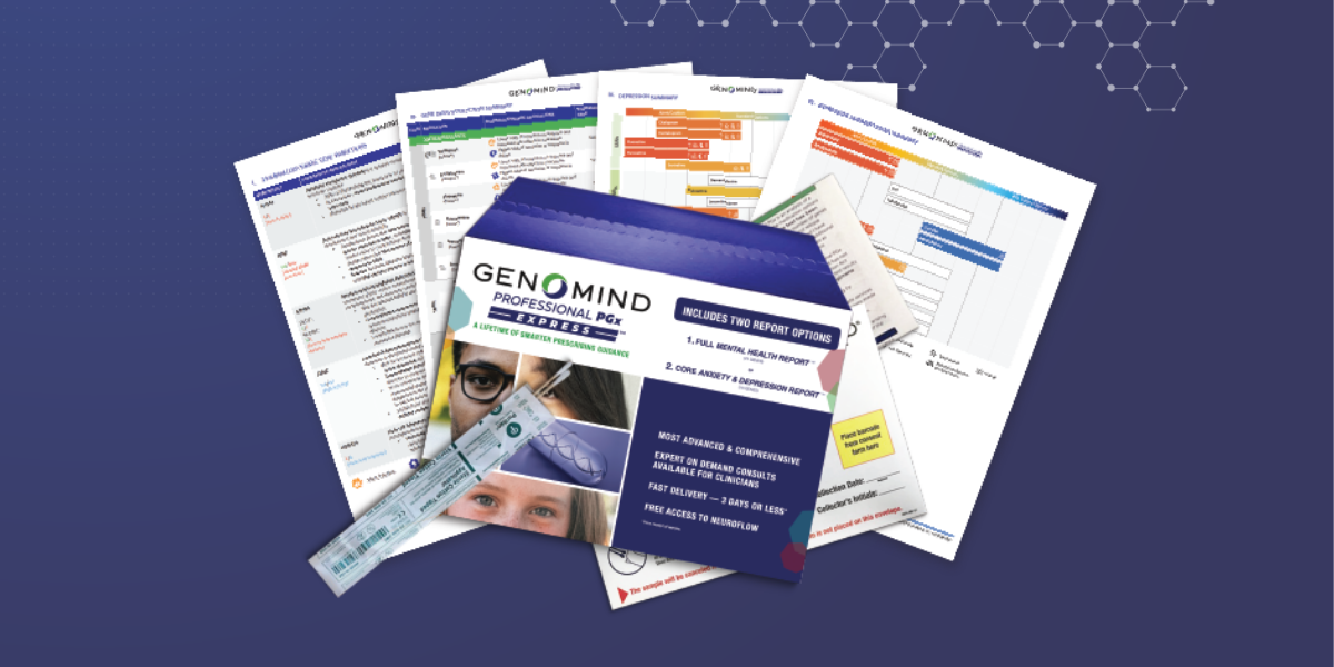 Genomind® Professional PGx Express™ test kit fanned open