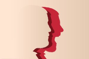outline of mans face in pink