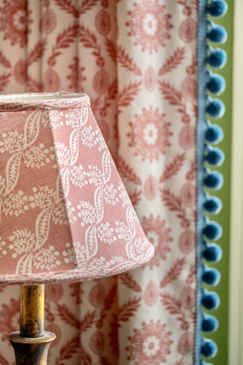 Close up of lampshade and curtains at Charlotte Gaisford's home taken by Georgie Greene Photography for her personal branding shoot
