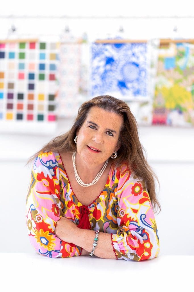 Designer-Headshot-Sydney-NSW – Professional Photographer Sydney Int: Woman in colourful top having a headshot photo taken with Sydney headshot photographer Georgie Greene in Sydney NSW