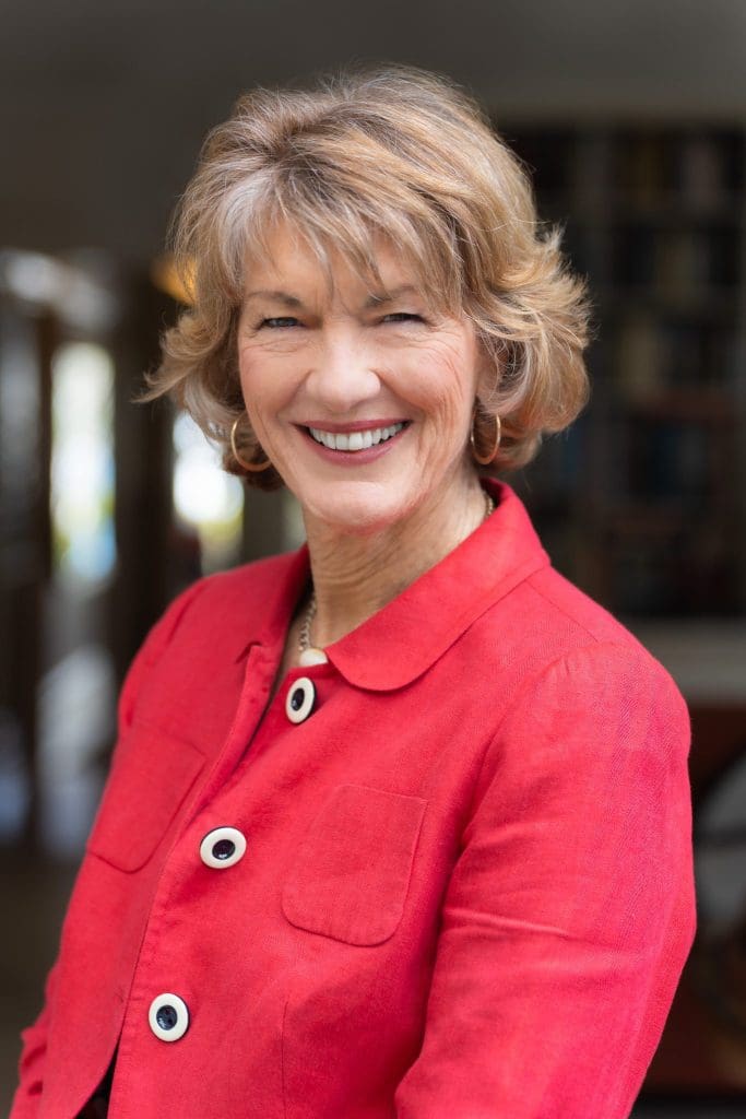 Female-Radio-Presenter-Headshot – Professional Photographer Sydney Ext: Geraldine Doogue in a red top having her Sydney headshots taken by professional photographer Georgie Greene in Sydney NSW