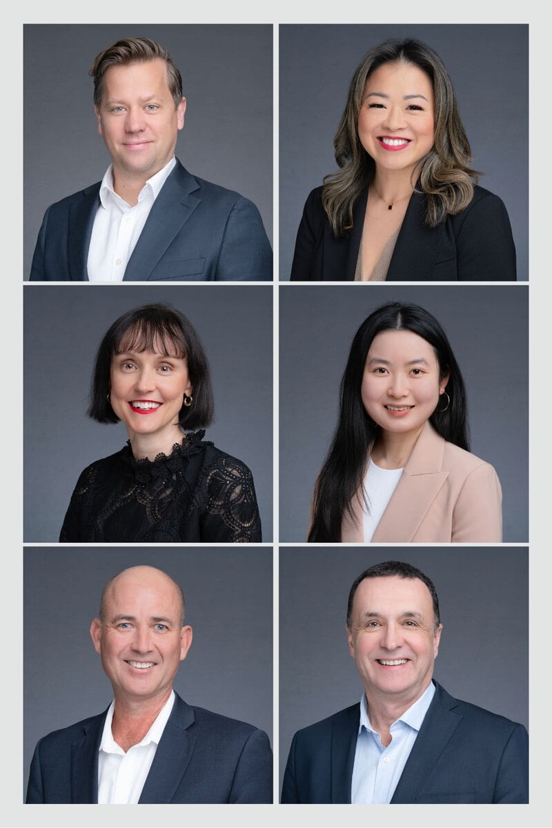 Team-Headshots-Sydney-NSW – Professional Photographer Sydney six headshots in a grid of corporate men and women taken by team headshots photographer Georgie Greene in Sydney
