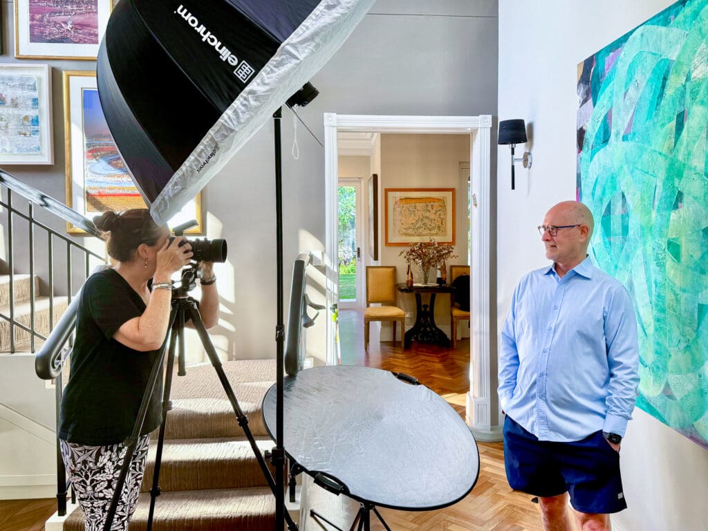 Georgie-Greene-Photographer-At-Work-Sydney-NSW – Professional Photographer Sydney Georgie Greene Sydney headshot photographer taking a headshot in a Sydney home