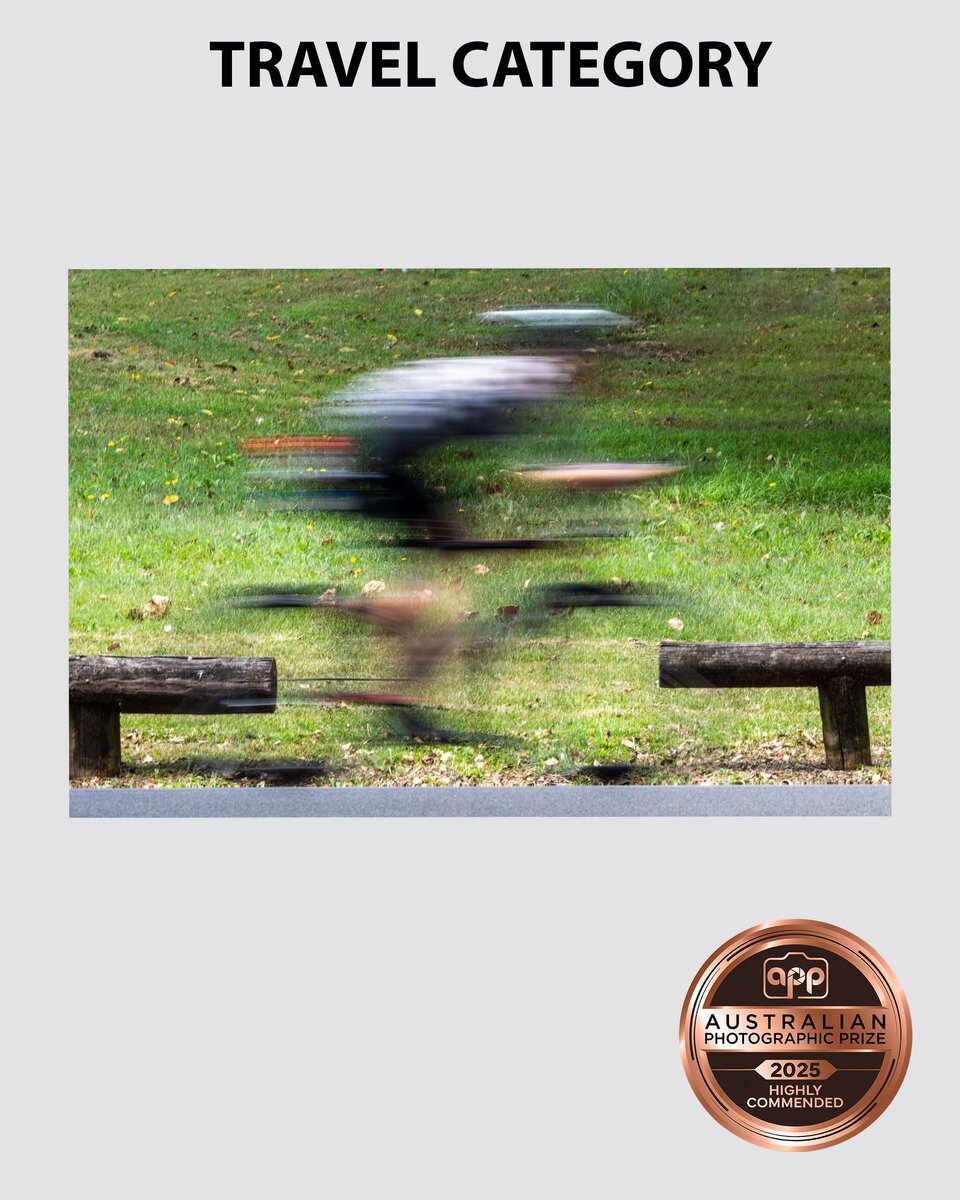 Cyclist taken with show shutter speed taken by Sydney professional photographer Georgie Greene
