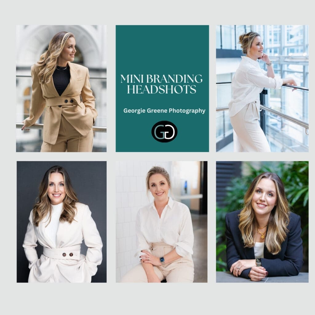 Grid of headshots of young Woman in various outfits taken in different settings and light by Sydney headshot photographer Georgie Greene to illustrate her Mini Branding Headshot Package