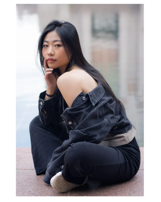 Lovely still water behind this portrait of Iris.