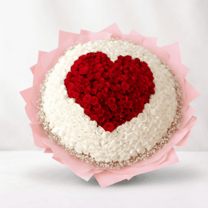 Beautiful roses heart bouquet for special occasions.