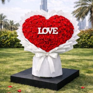 Red Roses Bouquet Heart Shape