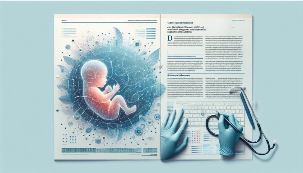 A newborn baby in a futuristic digital environment, symbolizing advanced healthcare and medical tech.