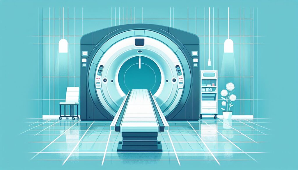 MRI machine in a modern medical imaging room, showcasing advanced healthcare technology.