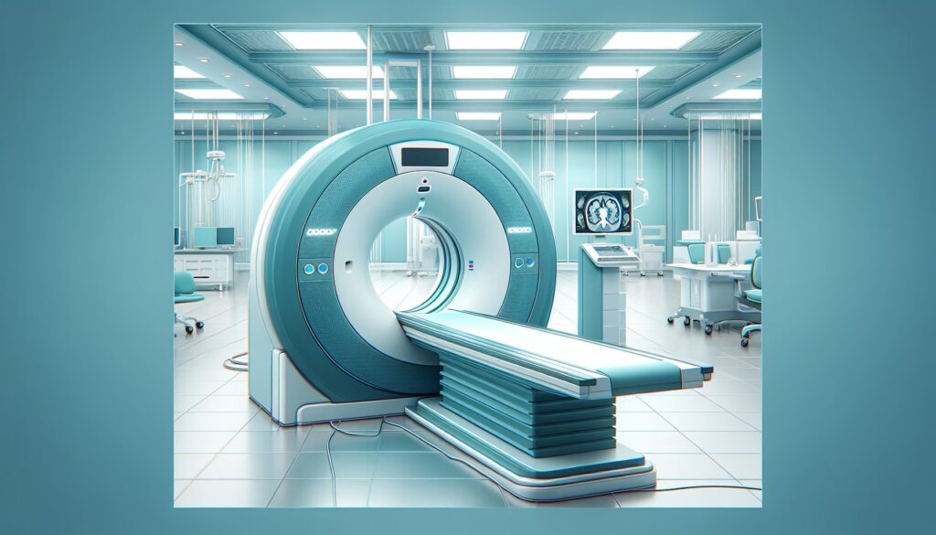 Advanced medical imaging MRI scanner in a modern hospital setting.