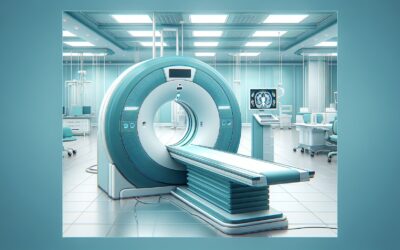 Advanced medical imaging MRI scanner in a modern hospital setting.