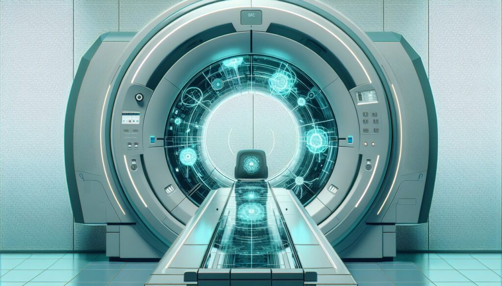 MRI machine in a modern medical facility, showcasing advanced imaging technology.