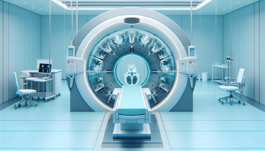 MRI scanner in a modern medical facility, ready for diagnostic imaging procedures.