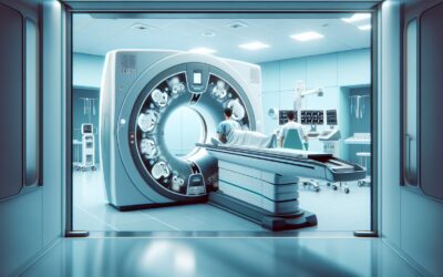 CT scan machine in a modern hospital radiology room.