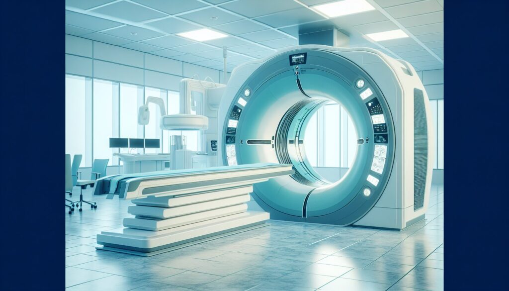 CT scan machine in a modern medical imaging center.