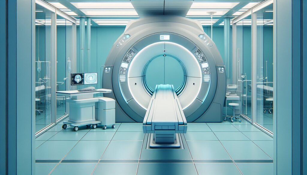 MRI machine in a modern medical imaging room, ready for diagnostic scans.