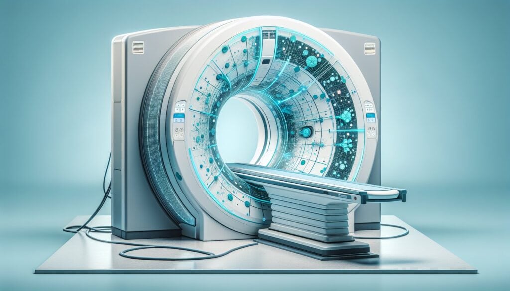 Advanced MRI scanner with digital imaging technology for medical diagnostics and health care.