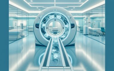 MRI machine in a modern medical imaging room, emphasizing advanced healthcare technology.
