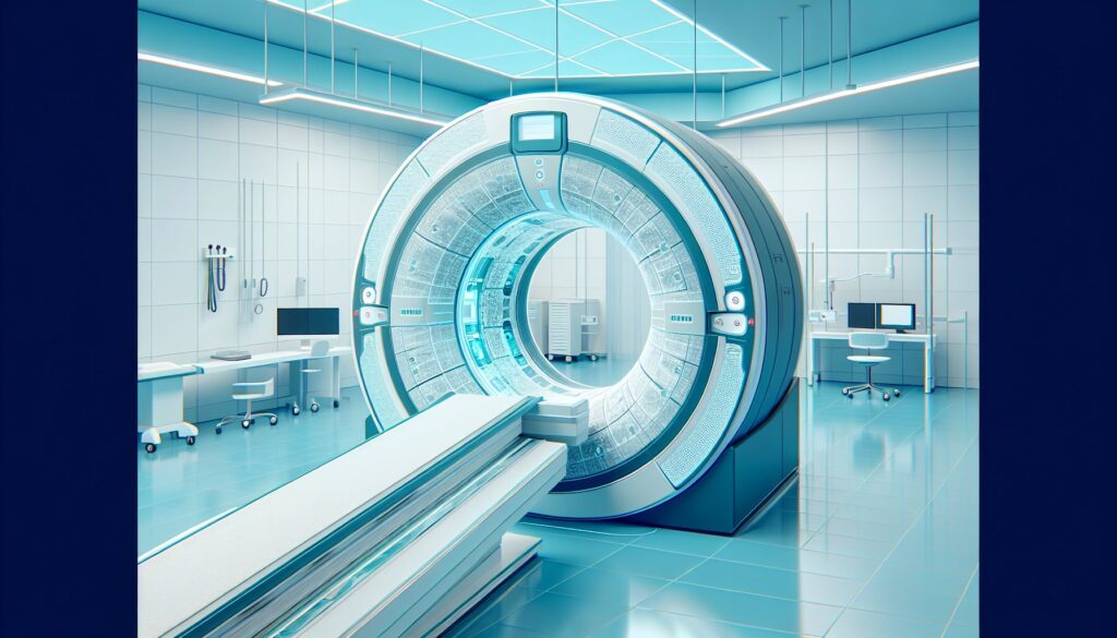 MRI scanner in a modern medical imaging room, showcasing advanced healthcare technology.