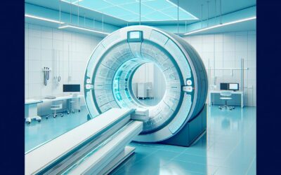 MRI scanner in a modern medical imaging room, showcasing advanced healthcare technology.