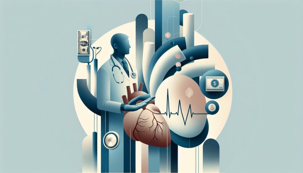 Advanced medical technology and heart health monitoring illustration.