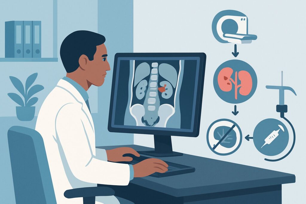 How Should You Manage an Infected Ureteral Stone Without Hydronephrosis on CT?