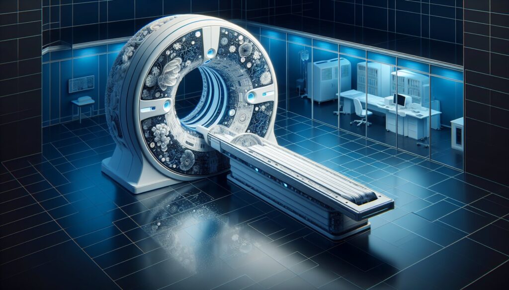 CT scan machine in a modern medical imaging room for diagnostic radiology.