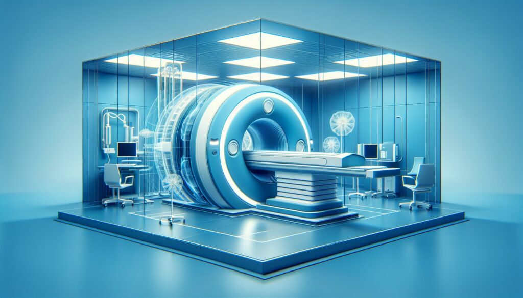 MRI machine in a modern medical imaging room, showcasing advanced healthcare technology.