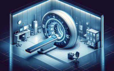 High-tech MRI scanner in a modern medical imaging room with advanced diagnostic equipment.